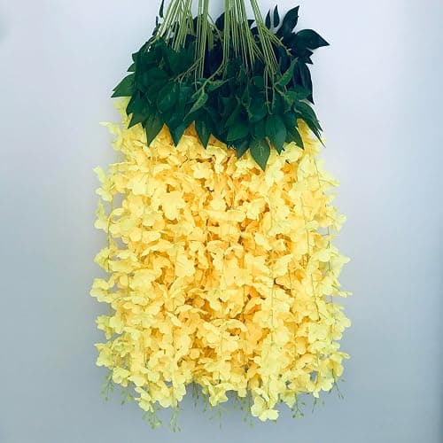 40 Pack Wisteria Flower Vines Garland, 3.75 Feet Artificial Flower Strings, Fake Hanging Flowers, Silk Wisteria Garland Flowers, Wisteria Vine for Wedding, Garden, Wall Decoration (Yellow) thumbnail 2