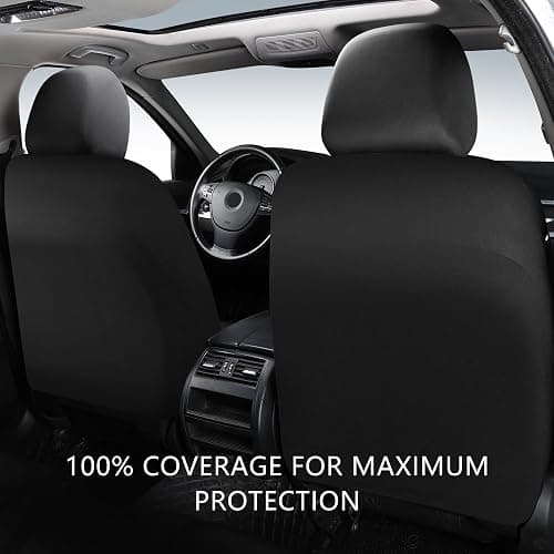 HChengkikz Car Seat Cover,Breathable and Waterproof Leather Seat Covers,Luxury PU Universal Fit Automotive Airbag Compatible for Cars Sedans SUV and Trucks(2 Pieces,Front Seat,Black,N1) thumbnail 3