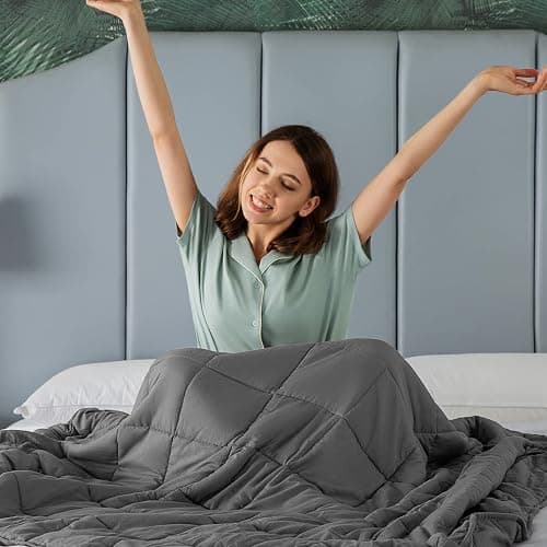 CYMULA Weighted Blanket for Adults (15lbs 60"x80" Queen Size) - Cooling Breathable Heavy Blankets for Summer Winter - Ultra Microfiber Soft Comfort Throw with Glass Beads - Gifts for Men/Women - Image 1