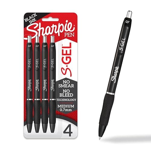 Sharpie S-Gel Pens, Medium Point (0.7mm), Black Ink, 4 Count - Ideal for Writing, Journaling, Drawing, Coloring, Note-Taking, College Supplies - Image 1