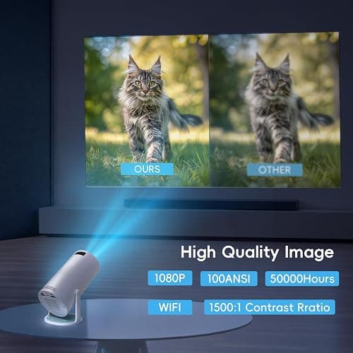 Portable Mini Projector with WiFi & Bluetooth, 1080P Supported, Native 480P, 100 ANSI Lumens,180° Rotation,Indoor Outdoors Video Projector Compatible with HDMI, USB, Phone, TV Stick, PC, PS5 thumbnail 2