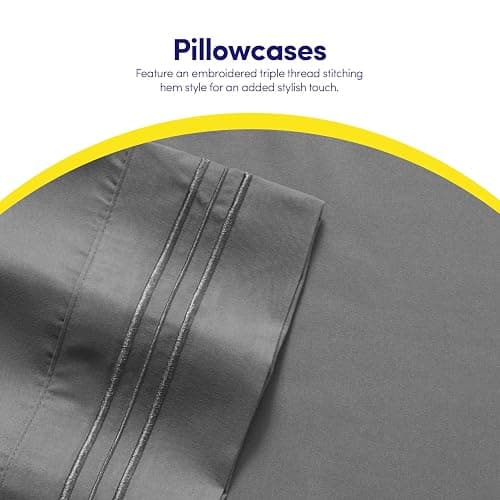 1500 Supreme Collection Twin XL Sheet Sets Gray - 3 Piece Bed Sheets and Pillowcase Set for Twin XL Mattress - Extra Soft, Elastic Corner Straps, Deep Pocket Sheets, Twin XL Gray - Twin XL - Gray thumbnail 7