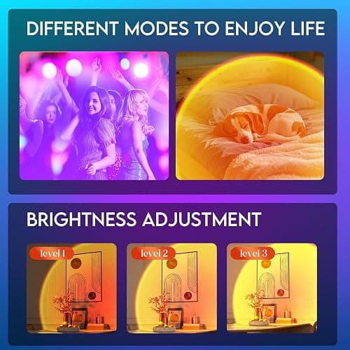 Sunset Lamp Projector with APP Control, Remote Control and Button Switch, Multicolor Changing LED Projection Lamp 360 Degree Rotation Sunlight for Bedroom/Photography/Party/Tiktok Live/Room Decor thumbnail 5