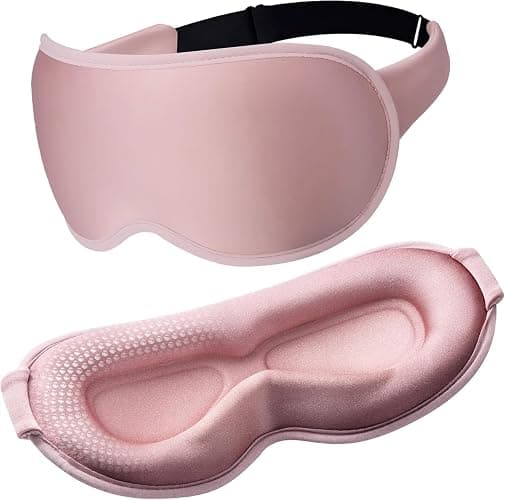 Pink Blackout Weighted Eye Masks for Sleep & Airplane Travel, Silk-Feel | Zero Eye Pressure, Deep 3D Cups, Eyelash-Friendly Sleep Mask for Women, Long International Flights, Night Shift, Office Naps - Image 1