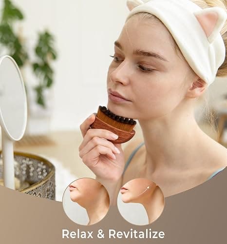 Lymphatic Contour Face Brush - Wooden Face Brush for Lymphatic Drainage - Facial Sculpting Guasha Dry Brushing Massage Tool - Contour Glow Brush Lymph Drainage Depuff Lift Brushes for Face Neck Chin thumbnail 6