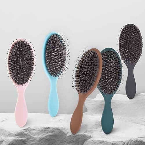 Jurrissa Boar Bristles Hair Brush for Women and Men, Detangling Hair Brush for Smoothing Massage Add Shine, Nylon&Boar Bristles Detangler brush for Hair Healthy (1 Pack-Pink) thumbnail 8