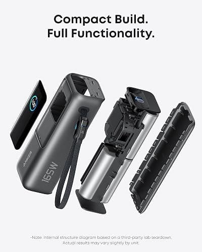 Anker Power Bank, 25,000mAh Travel Essential with 165W Total Output | 3 USB-C Ports with 100W Max Each, Built-In Retractable Cables, Flight-Ready, for iPhone 17 Series, MacBook, and More thumbnail 8