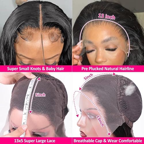Pizazz Body Wave Lace Front Wigs Human Hair Pre Plucked Pre Bleached 180 Density Glueless Human Hair Wigs for Women 13x4 HD Transparent Lace Front Wigs with Natural Hairline(26 Inch) thumbnail 6