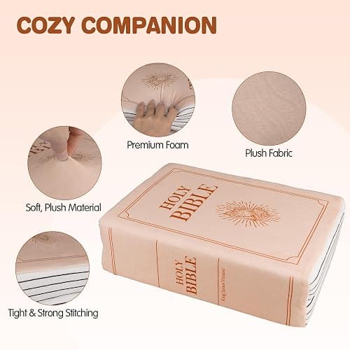 BXIZXD Bible Pillow Book Plush That Opens, Cozy Faith Bible Plushies, for Kids Adults Christian Gifts, Decoration for Bedrooms, Living Rooms (Pink) thumbnail 5