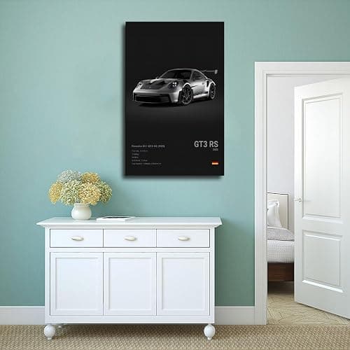 Morden Super Car 911 GT3 RS Poster for Men Cave Boys Room Canvas Racing Wall Art Perfect for Home Decor Office Dorm Decoration Birthday Party Gifts Frame-style 08x12inch(20x30cm) thumbnail 4
