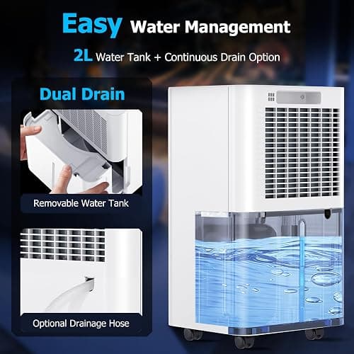 Aridite 12L/day Dehumidifier with Humidity Sensor & Display and 24-Hour Timer, 3 Dehumidification Modes, Suitable Bedrooms, Office, Basements, Continuous Draining, White thumbnail 3