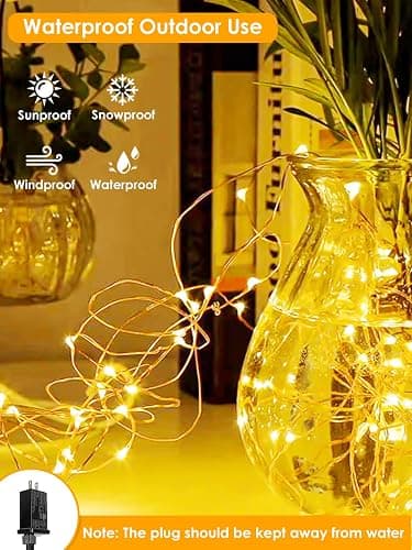 66Ft 200 LED Fairy Lights Plug in, Waterproof String Lights Outdoor & Indoor 8 Modes Christmas Light Bedroom Decor, Timer Twinkle Lights for Girl's Room Garden Party Christmas Decorations (Warm White) thumbnail 2