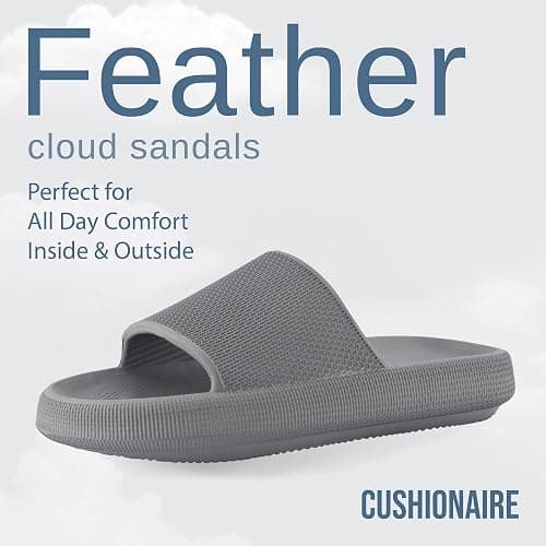 CUSHIONAIRE Feather EVA Mens Sandals – Slip On Recovery Slides, Lightweight Water Shoes for Men thumbnail 2