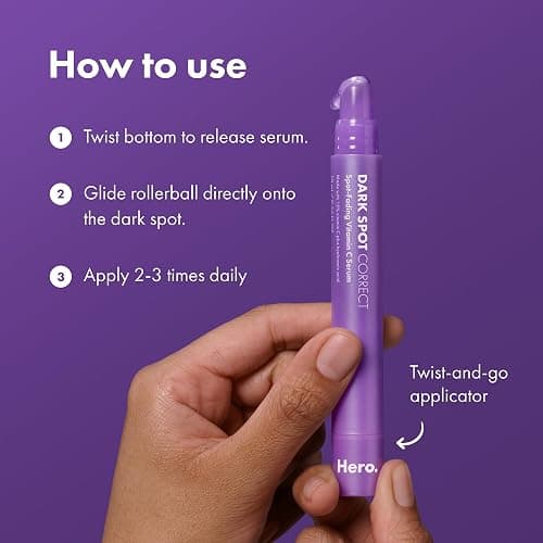 Hero Cosmetics Dark Spot Correct Spot-Fading 15% Vitamin C plus Hyaluronic Acid Serum. Improves the Look of Post Blemish Marks in 7 Days. Twist Applicator and Rollerball Tip for Easy Application. 10mL thumbnail 5