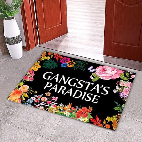 DAYLIPILLOW Gangsta's Paradise Flower Doormat Funny Welcome Mat Floor Mat Rug Outdoor Front Door Bathroom Mats Indoor 23.6" x 15.7" thumbnail 2