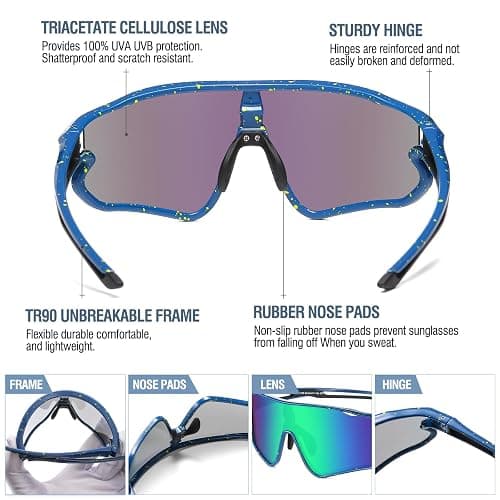 DUCO Kids Sunglasses Youth Baseball Sun Glasses Lightweight TR90 Frame UV400 Sports Cycling Shades for Boys Girls DK268 thumbnail 4