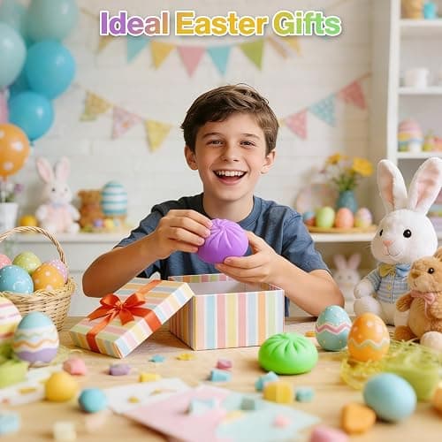 Squishy Dumpling Sensory Toys Mystery Dumpling Squishy Stress Relief Fidget Easter Gifts for Kids & Adults Anxiety Relief Squeeze Toy for Boys and Girls Easter Basket Stuffers for Teens(White) thumbnail 2