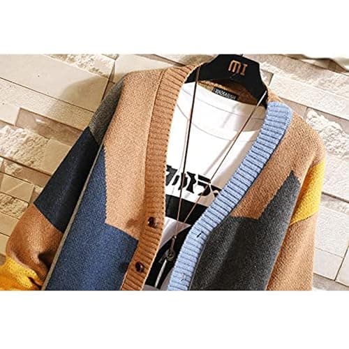GURUNVANI Cardigan Sweater for Men Knitted Long Sleeve Sweaters with Buttons thumbnail 2