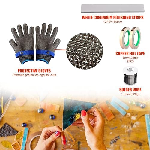 Stained Glass Kit, 23PCS Stained Glass Starter Tool Set, Professional Simple Making DIY Glass & Mosaic Tools Set,Glass Cutter Tool&Soldering Iron Kit for Glass Worker/Glas thumbnail 4