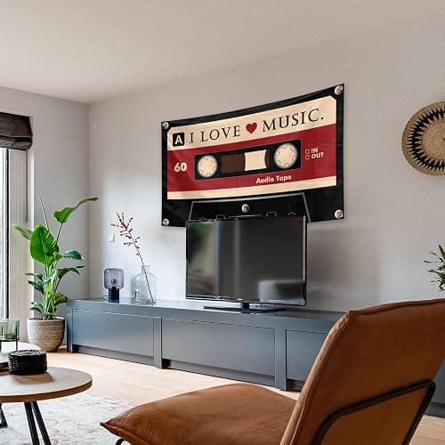 I LOVE MUSIC Flag 3×5 FT Banner Funny Tapestry with Four Grommets For Room Teen Girls Indoor Outdoor Party Bedroom And College Dorm Decor thumbnail 7