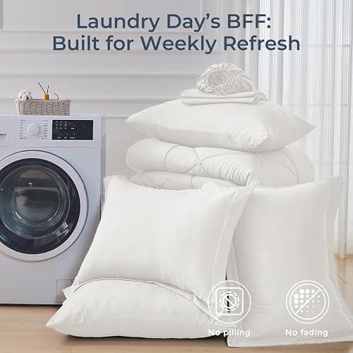 HEVUMYI Ivory Queen Comforter Set - 7-Piece All Season Bed in a Bag Queen, Ultra Soft Bedding Set with Comforter, Flat Sheet, Fitted Sheet, Pillowcases, Pillow Shams thumbnail 7