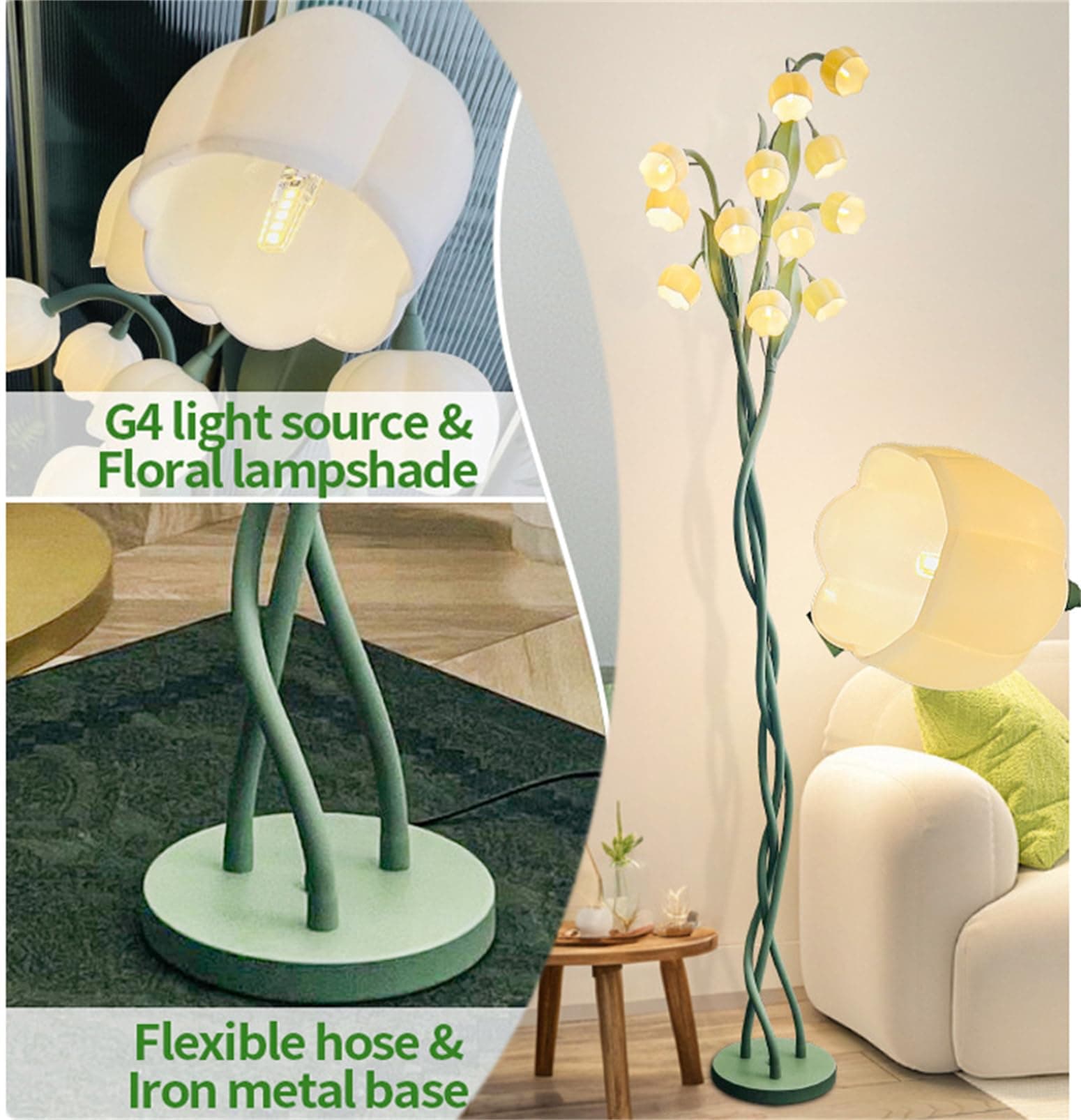 Vintage 12 Head Flower Floor Lamp for Living Room LED Modern Corner Standing Lamp with Goosenecks Bright Tall Cute Dimmable Lamp for Kids Reading Girls' Bedroom Office Home Decor thumbnail 3