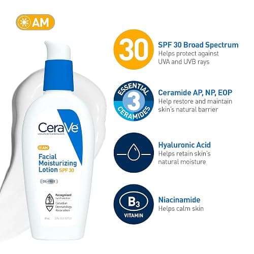 CeraVe Face Cream BUNDLE, Cerave AM Facial Moisturizing Lotion with SPF 30 & PM Facial Moisturizing Lotion, Formulated with Hyaluronic Acid & Ceramides, Non-Greasy, Gentle on Skin & Fragrance-Free thumbnail 3