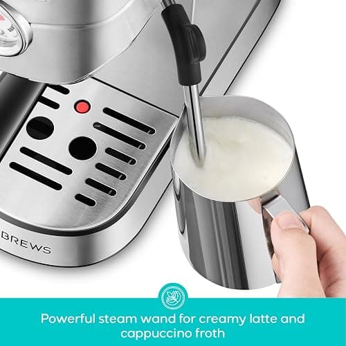 CASABREWS CM5418 Espresso Machine 20 Bar, Compact Espresso Maker with Steam Milk Frother, Stainless Steel Coffee Machine with 34oz Removable Water Tank for Cappuccino, Gift for Women or Men, Silver thumbnail 5