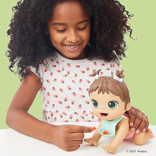 Baby Alive Lil Snacks Doll, Eats and Poops, Snack-Themed 8-Inch Baby Doll, Snack Box Mold, Toy for Kids Ages 3 and Up, Brown Hair thumbnail 5