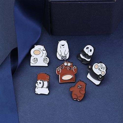 VEINTI+1 Latte Coffee Brooch Set Retro Cartoon Enamel Brooch Pins Set for Unisex Women's Clothing Decorate (Panda&Bear) thumbnail 4