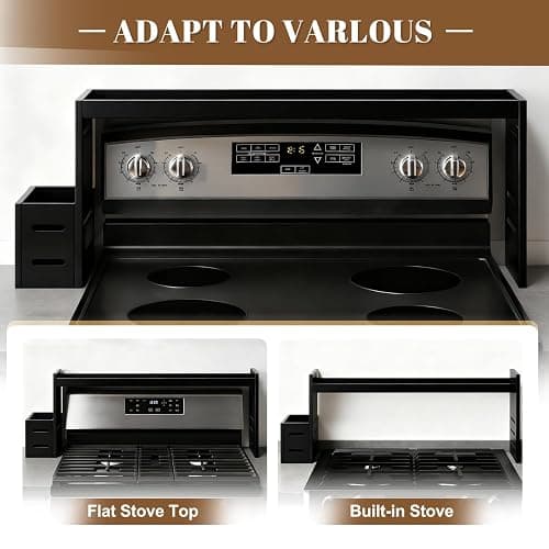 BESLCEID 31-inch bamboo stove rack for above the hob, kitchen bamboo spice rack, supports up to 50 pounds. Bamboo stove rack for storing spices and kitchen utensils. (Black) thumbnail 6