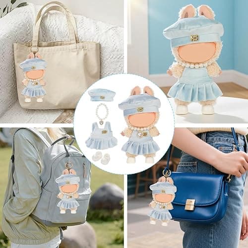 Cute Clothes for LABUBU Doll Design Outfit Blind Mystery Box Accessories Mini Blah Ropa Plush Toy Stuff Dress Overalls Pajamas Hoodie Blue thumbnail 6