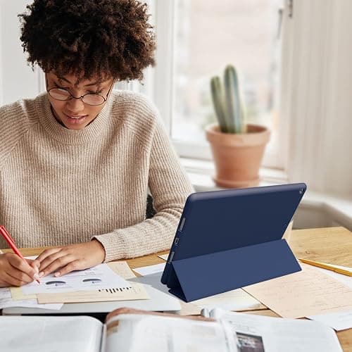 Divufus Case for iPad 10.2 2021/2020/2019, Smart Lightweight Trifold Stand Cover, Auto Sleep/Wake Soft TPU Pencil Holder Case for iPad 10.2 inch 9th/8th/7th Generation - Navy Blue thumbnail 6