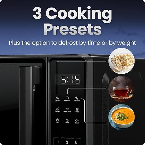 Chefman Countertop Microwave Oven 0.7 Cu. Ft., 700 Watts with 10 Power Levels, 6 Cooking Presets with One-Touch Express Cook, Eco Mode, Child Safety Lock, & Mute Button - Black thumbnail 3