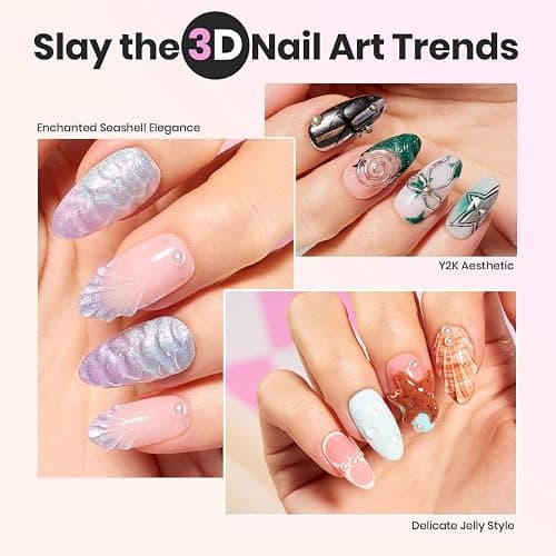 Beetles Solid Builder Gel for Nails, 20g *4 Colors Clear Pink White 3D Sculpting Gel Non-Sticky Hand Carving Nail Glue for 3D Nail Art with 3D Mold Chrome Nail Powder Tools Salon DIY at Home thumbnail 5