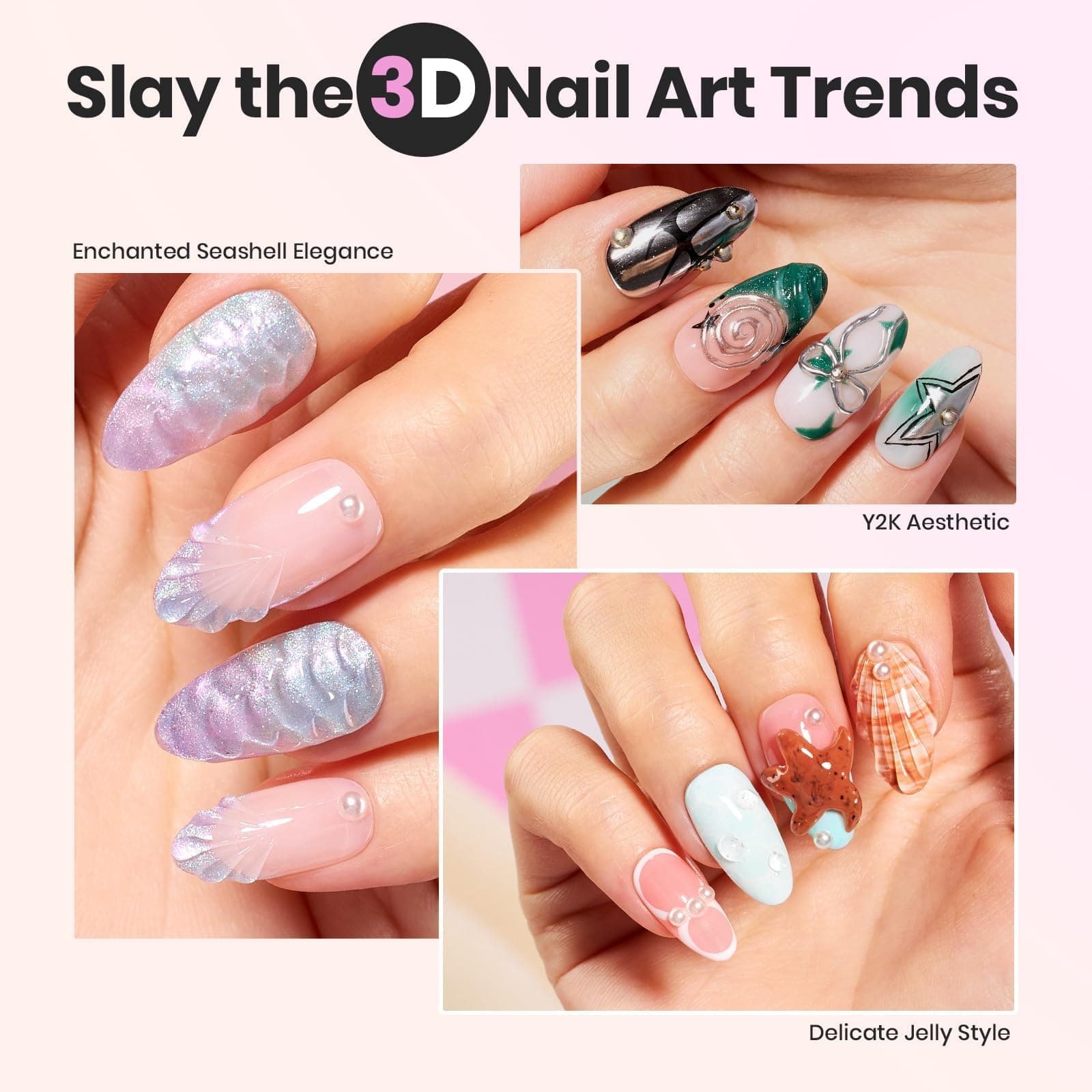 Beetles Solid Builder Gel for Nails, 20g *4 Colors Clear Pink White 3D Sculpting Gel Non-Sticky Hand Carving Nail Glue for 3D Nail Art with 3D Mold Chrome Nail Powder Tools Salon DIY at Home thumbnail 5