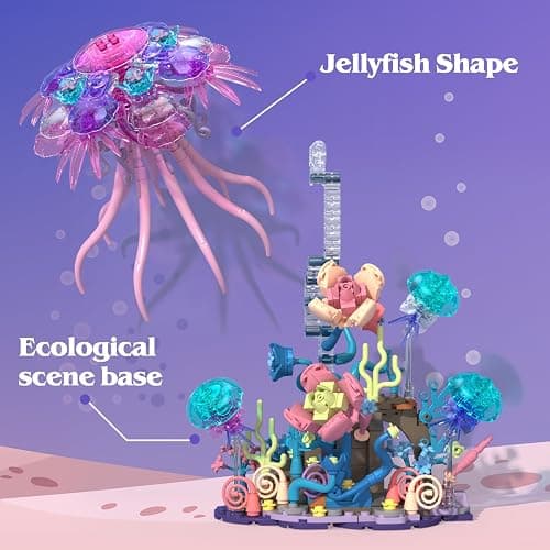 youeefy Enchanted Jellyfish Building Kit with Halloween & Christmas Festive Vibes, 526 Pcs Underwater Creature Building Blocks Set (presale) thumbnail 5
