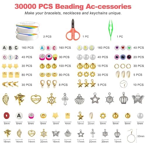 Redtwo 30000 Pcs Clay Beads Bracelet Making Kit, 9 Boxes 192 Colors Friendship Bracelet Kit Flat Polymer Clay Beads for Jewelry Making, Crafts Gift for Girls Ages 6-12 thumbnail 4