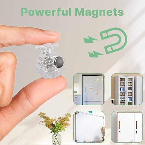 Cute Mini Vase Magnets for Fridge, Tiny Plant Glass Vases with Flowers, Magnetic Refrigerator Decor for Kitchen, Office, Locker (5 Pack) thumbnail 4