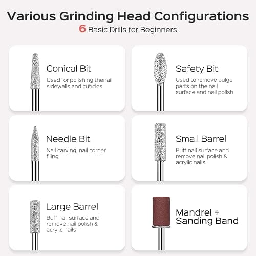 COSLUS Cordless Electric Nail Drill File: Nail Drill Machine with Stepless Speed Knob for Acrylic Gel Dip Powder Polish, Professional Portable Manicure Pedicure Rechargeable for Home Salon Use Purple thumbnail 8