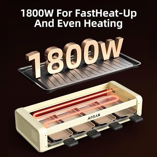 Aoran Electric Smokeless Grill, 1800W Nonstick Indoor Griddle Pan, Multifunctional Skillet for Frying, Baking, Stewing, Easy to Clean, Adjustable Temperature, Family-Sized 19.6'' x 9'' Cooking Area thumbnail 6