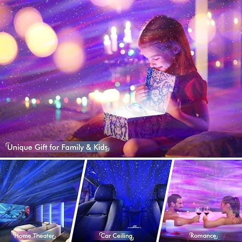 Rossetta Star Projector, Galaxy Projector for Bedroom, Bluetooth Speaker and White Noise Aurora Projector, Night Light Projector for Kids Adults Gaming Room, Home Theater, Ceiling, Room Decor thumbnail 6