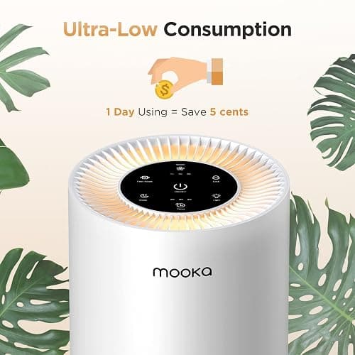 Air Purifiers for Home Large Rooms up to 1200ft², MOOKA H13 True HEPA Air Purifier for Bedroom Pets with Fragrance Sponge, Timer, Air Filter Cleaner for Smoke, Odor, Dander, Pollen (White) thumbnail 9
