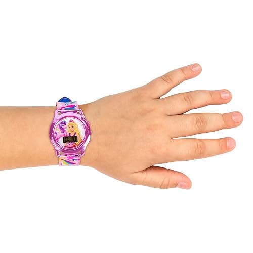 Mattel Barbie Kids Digital LCD Watch with Curved Bezel, Flashing Dial Lights and Printed Pink Strap Featuring Barbie and Unicorn Graphics Ages 4+ Fits Wrists 5.5"-8" thumbnail 5
