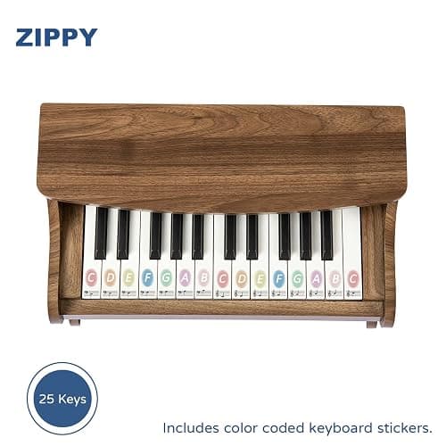 ZIPPY Kids Piano Keyboard, 25 Keys Digital Piano for Kids, Mini Music Educational Instrument Toy, Wood Toy for Toddlers Girls Boys (Walnut) thumbnail 4