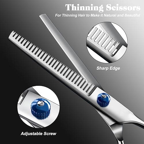 Professional 4 in 1 Dog & Cat Grooming Scissors Kit with Safety Round Tips,Sharp & Durable,Dog Shears for Grooming - Includes Straight, Curved, Thinning Scissors and Comb - Premium Pet Supplies thumbnail 5