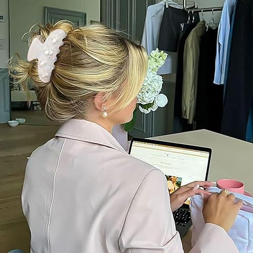 HAIMEIKANG 2Pcs Acrylic Flower Hair Claw Clips - Large for Women, Strong Hold Cute Non-slip Stylish Accessories for Thick Thin Hair thumbnail 6