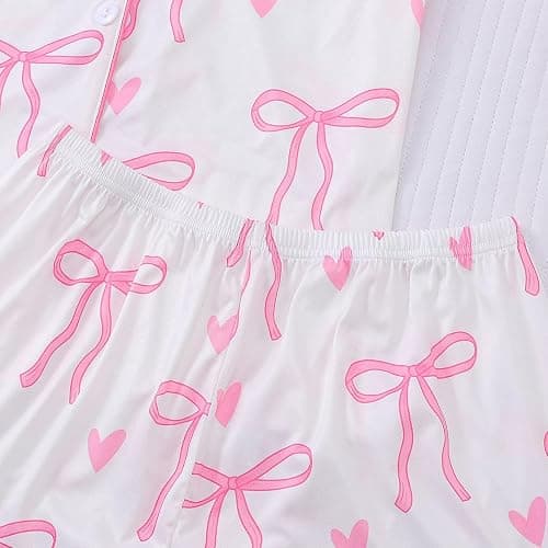Christmas Pajamas For Women Set,Button Down Short Sleeve Shirts And Shorts Set Soft Casual Cute Xmas Print Pjs Sleepwear thumbnail 8