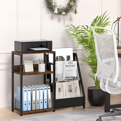LELELINKY Record Player Stand with Vinyl Storage, 3 Tier Turntable Stand with Display Shelf Storage Up to 150 Albums,Brown End Table for Living Room thumbnail 5