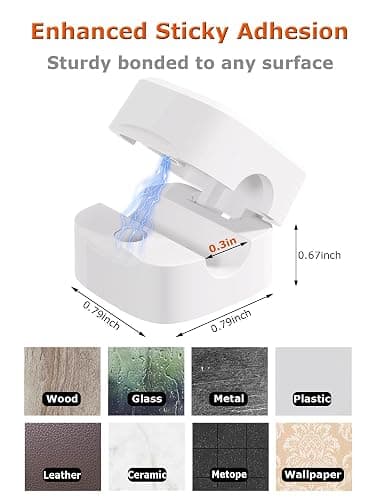 Magnetic Cable Clips, Adjustable Cord Holder Management, Adhesive Wire Keeper Organizer for Home Office Desk Phone PC Car Wall Desktop Nightstand Appliance (9-Pack White) thumbnail 4